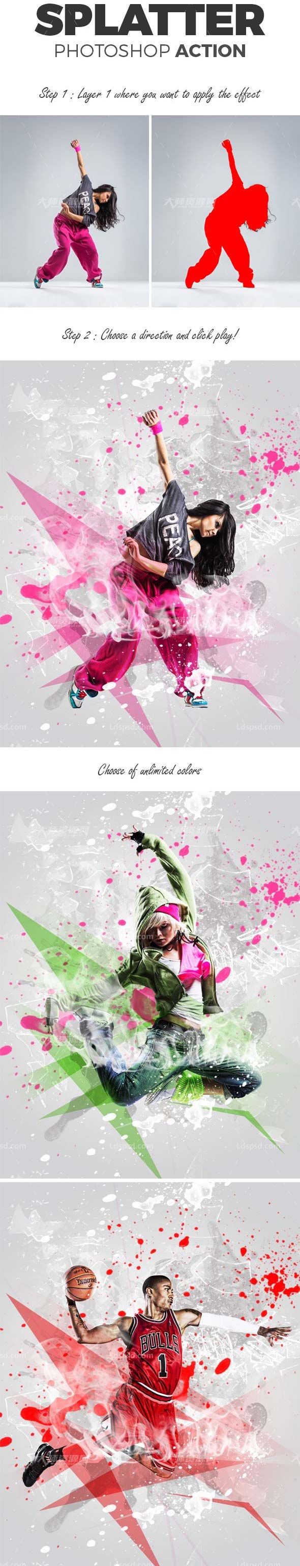 Splatter Photoshop Action,极品PS动作-飞溅艺术
